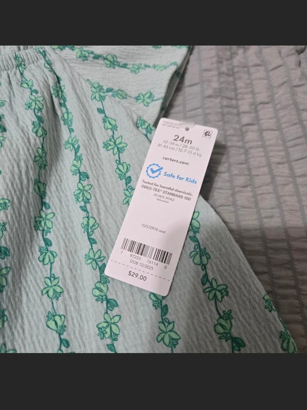 Carter's Yellow Shell Print Top & Mint Green Floral Flutter Sleeve Top